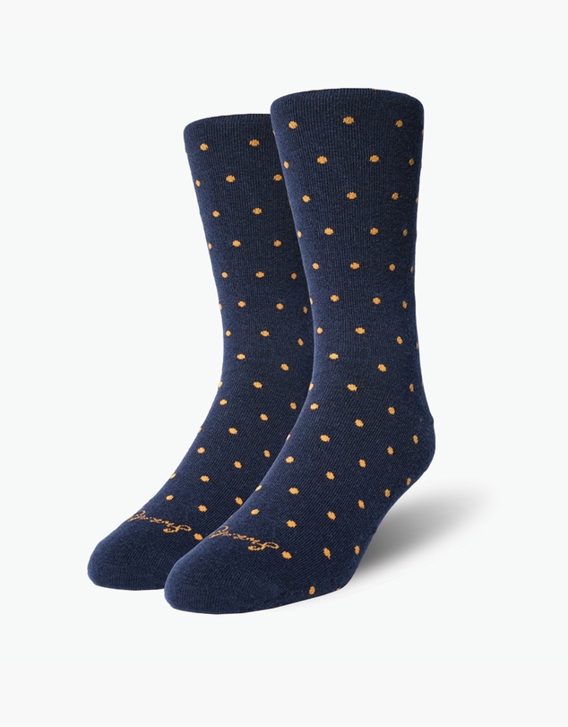 Swanky Socks - Navy Gold Pin Polka Dots