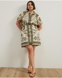 Atmos&Here Curvy - Remi Linen Blend Mini Shirt Dress