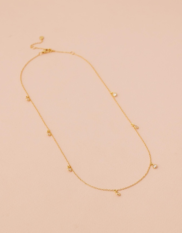 Bianc - Scattered CZ Bezel Drop Necklace