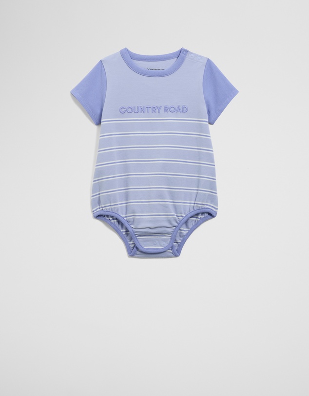 Country Road - Organically Grown Cotton Stripe Logo T-shirt Bodysuit