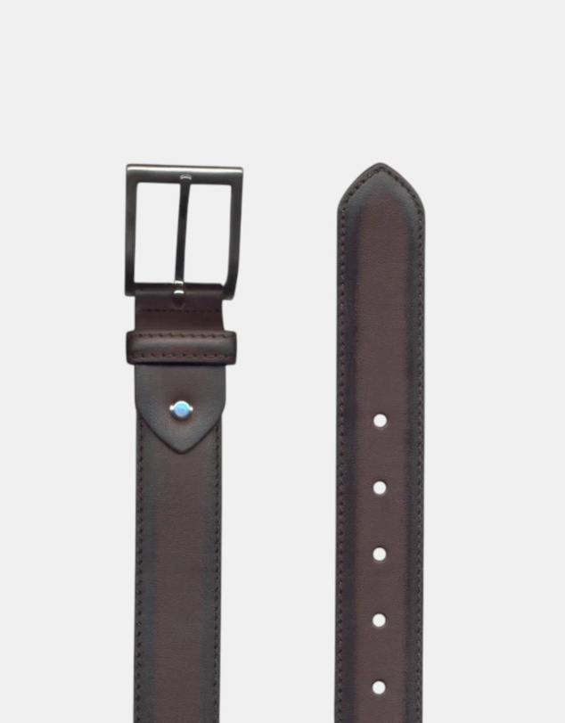Henry Bucks - HENRY SARTORIAL x LEYVA Calf Leather Belt BROWN