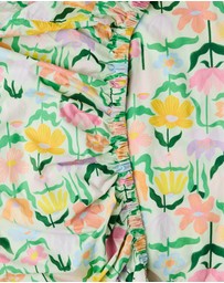 Kip&Co - Popping Flowers Green Organic Cotton Fitted Sheet - Babies