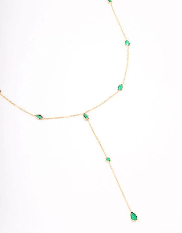 Lovisa - Gold Plated Cubic Zirconia Lariat Y-Shaped Necklace