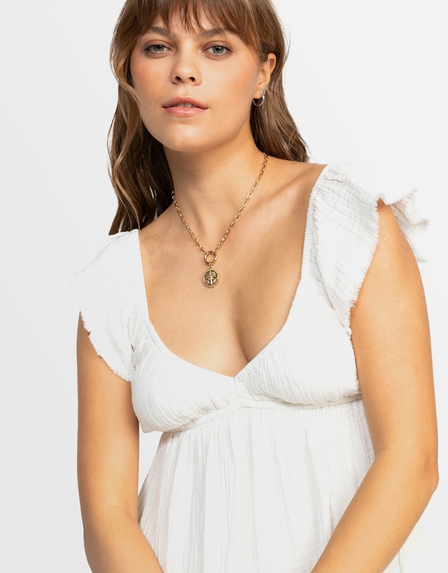 Roxy - Womens Luna Mini Puff Sleeves Mini Dress