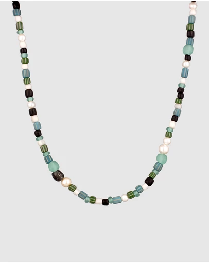 Kuzzoi - ICONIC EXCLUSIVE - Necklace Male Beads Synthetic Pearl 925 Sterling Silver