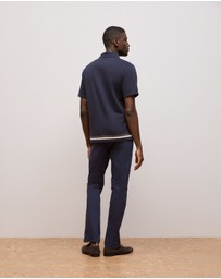 Trenery - Cotton Silk Graphic Knit Shirt in Navy