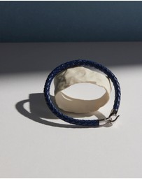 Najo - Mariner Navy Leather & Steel Bracelet (21cm)