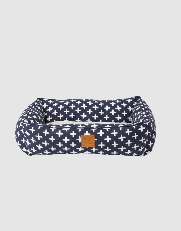 Mog & Bone - Bolster Dog Bed - Navy Cross