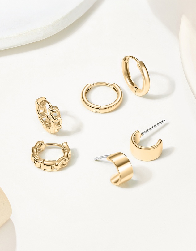 Mestige - Eterna Trio Hoops Set - 18K Gold Plated