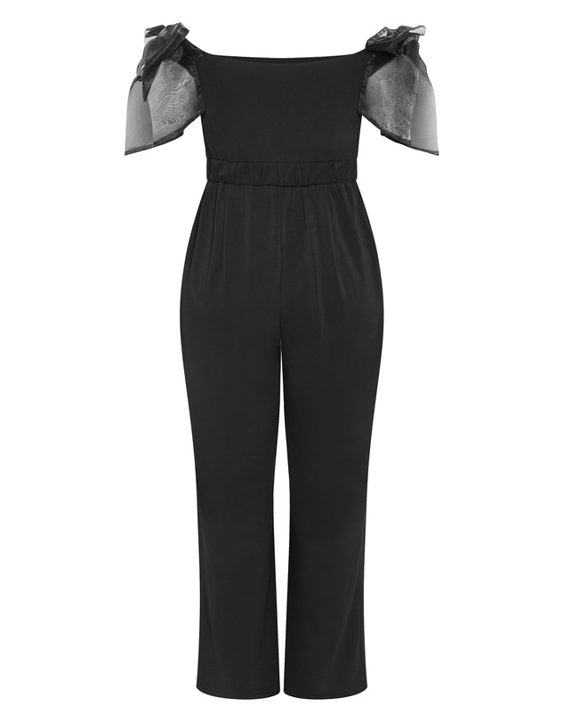 City Chic - Plus size Macie Bow Detail Jumpsuit - black