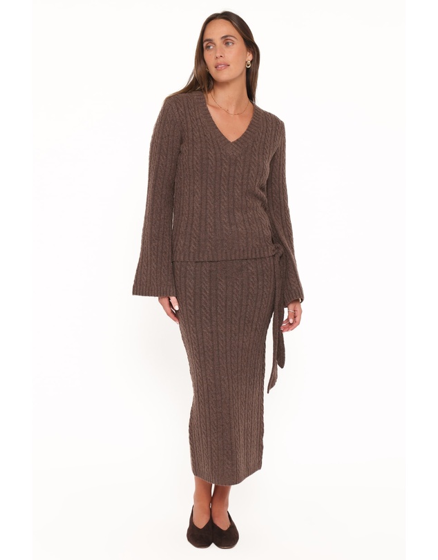 Petal & Pup - Everett Cable Knit Skirt Set - Chocolate
