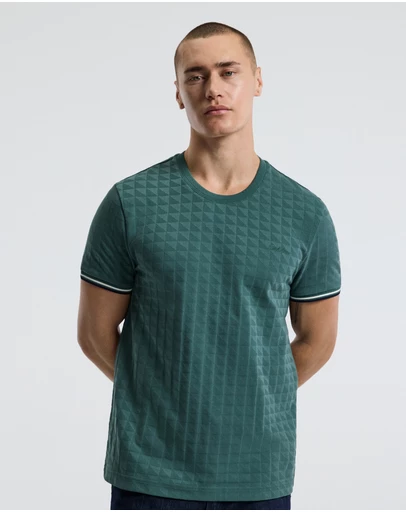 Calibre - Striped Trim Jacquard T-shirt Sea Green
