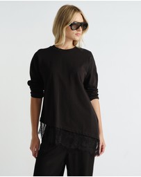 Decjuba - Sofia Lace Trim Long Sleeve Top