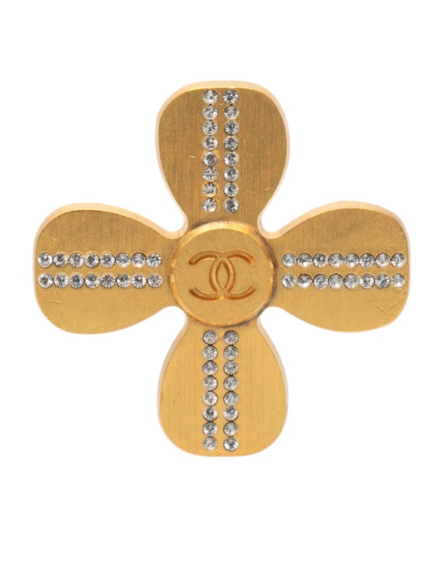 Pre-Loved by Azura Reborn - Pre-Loved CC Gold Plated Rhinestones Clover Brooch