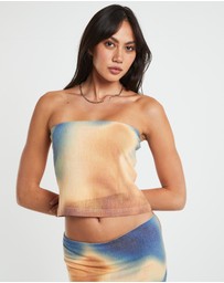 Neon Hart - Della Printed Strapless Knit Top