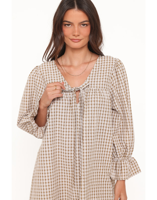 Petal & Pup - Lynden Mini Dress - Green Gingham