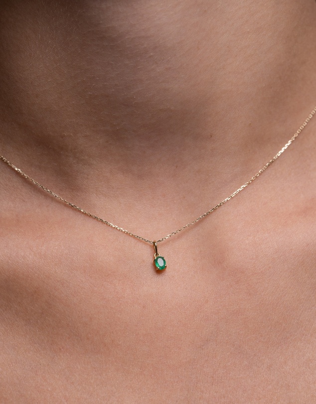 Luna Rae - Solid Gold - Emerald Necklace
