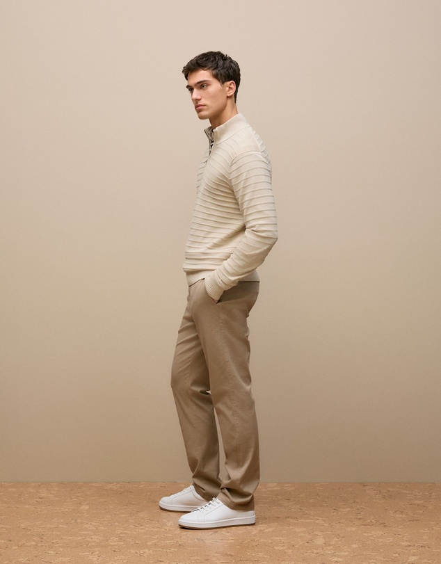 Trenery - Tailored Fit Puppytooth Check Shirt in Sand