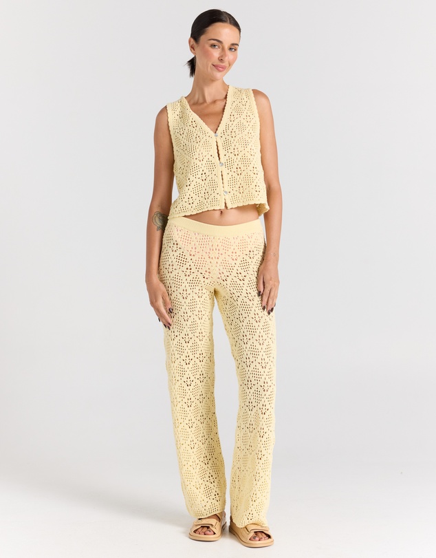 Poolside Paradiso - Messina Knit Pant - Lemon