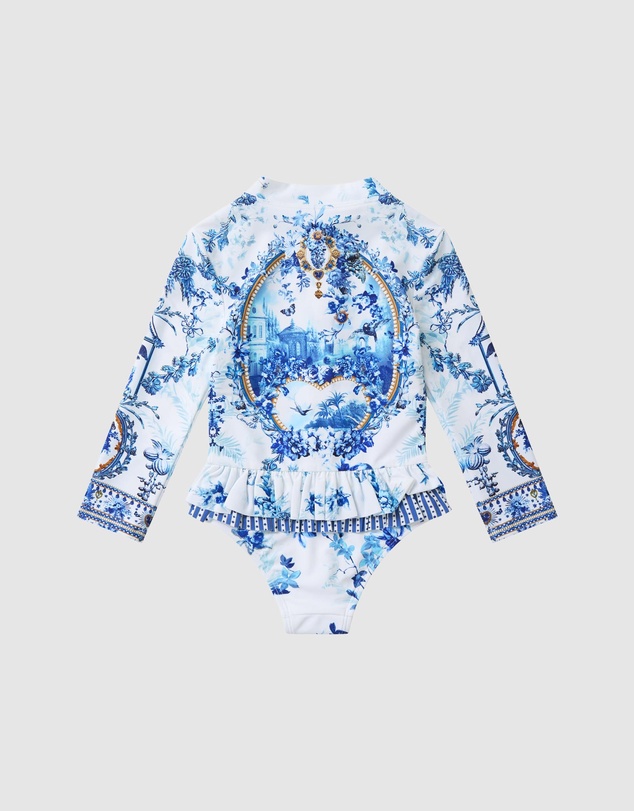 Camilla - Frill Back Zip Front Paddle Suit - Babies