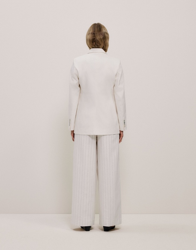 Trenery - Linen Cotton Double Breasted Blazer in Parchment