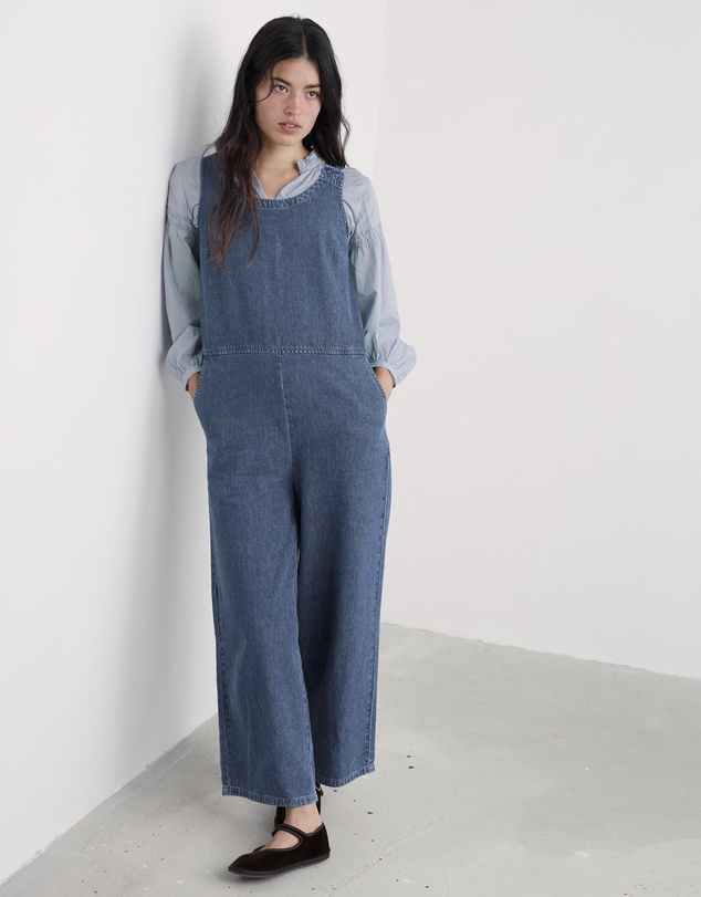 Seasalt - Seasalt Cornwall Blue Salt Air Wide Leg Jumpsuit