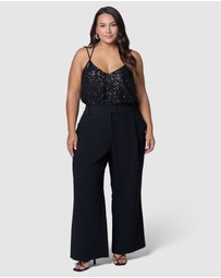 Pink Dusk by Curve Project - Fired Up Satin Trim Pant