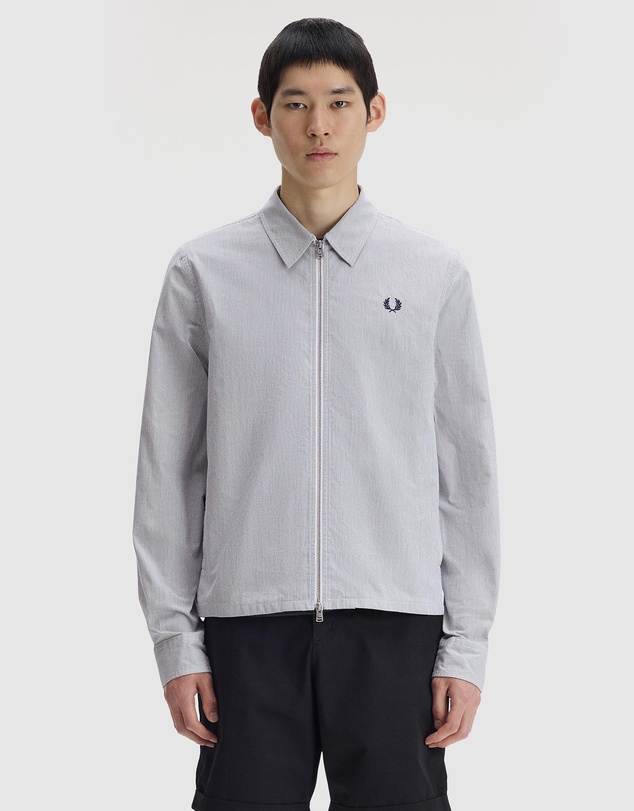Fred Perry - Striped Seersucker Zip Through Overshirt