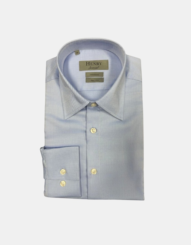 Henry Bucks - HENRY SARTORIAL Wrinkle Free Cotton Shirt BLUE