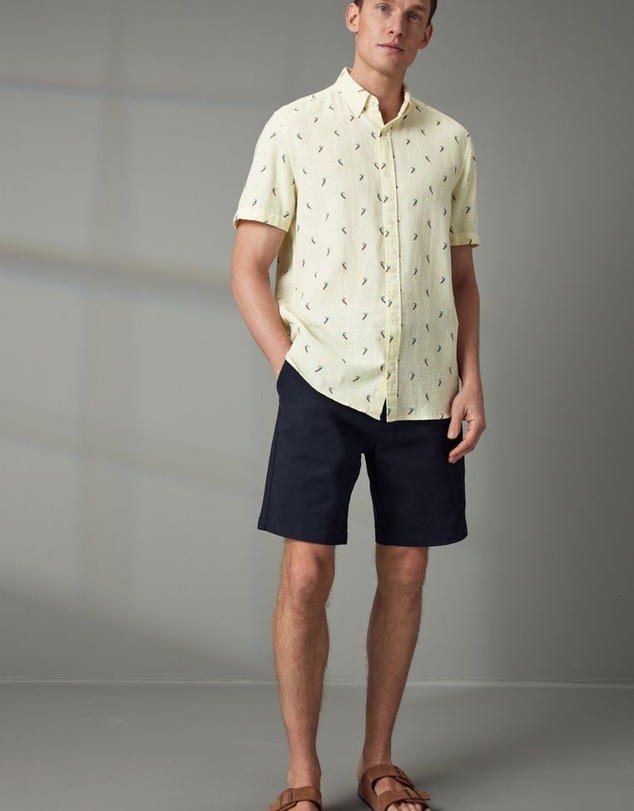 NEXT - Linen Blend Printed Short Sleeve Shirt