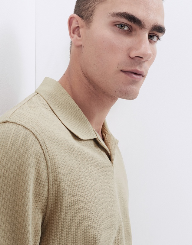 UNISON - Herringbone Textured L/S Polo