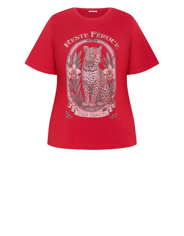 City Chic - Plus size Wild Beauty Tee - red
