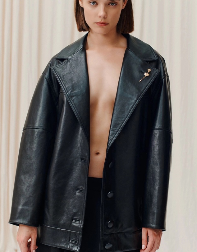 Marella - ICONIC EXCLUSIVE - Emily Ratajkowski - Bomber Leather Jacket