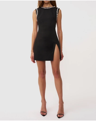 BY JOHNNY. - Devora Jewel Trim Mini Dress