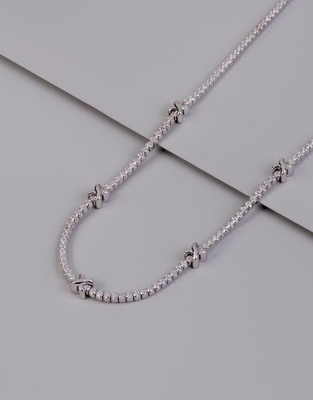 Wanderlust + Co - Pave 925 Sterling Silver Petite Tennis Necklace