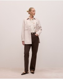 Trenery - Brushed Wool Shacket in Oatmeal Marle