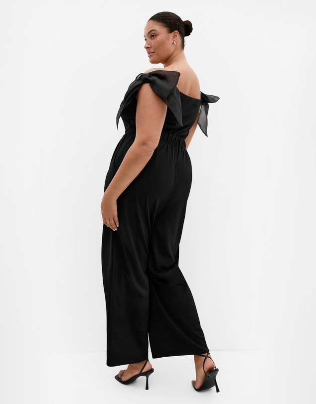 City Chic - Plus size Macie Bow Detail Jumpsuit - black