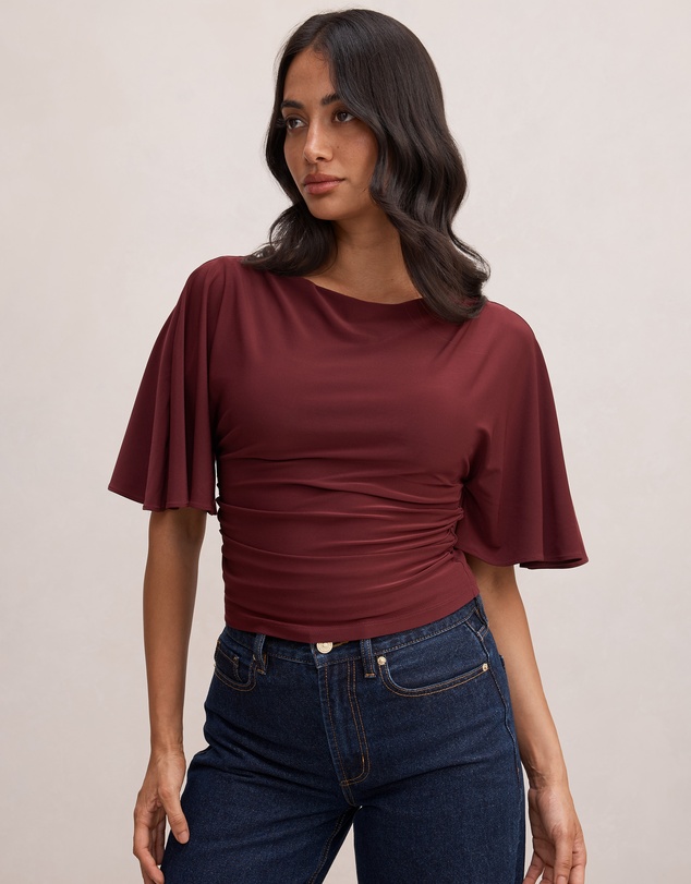 Forever New - Paige Flutter Sleeves Tie Back Top