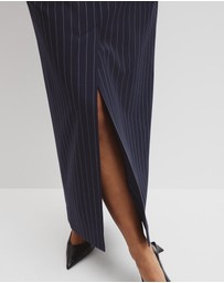Country Road - Wool Blend Tailored Pinstripe Column Skirt