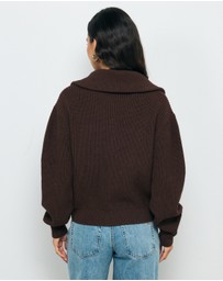 AERE - Clea Organic Cotton Zip Cardigan