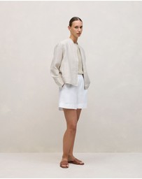 Trenery - Linen Cotton Cable Knit T-shirt in Flax