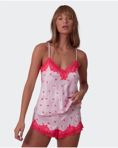 Bras N Things - Angelica Kisses Cami - Print/Pink