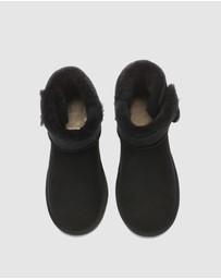 EVERAU - Australian Shepherd Ugg Mini Button Sheepskin Upper UGG Boots