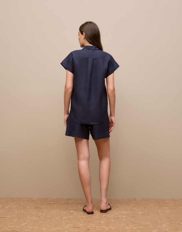 Trenery - Linen Cap Sleeve Shirt in Night Sky