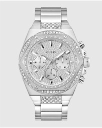 GUESS - GUESS Men's Silver Tone Multi-function Watch