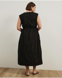 Atmos&Here Curvy - Cora Drawstring Poplin Midi Dress