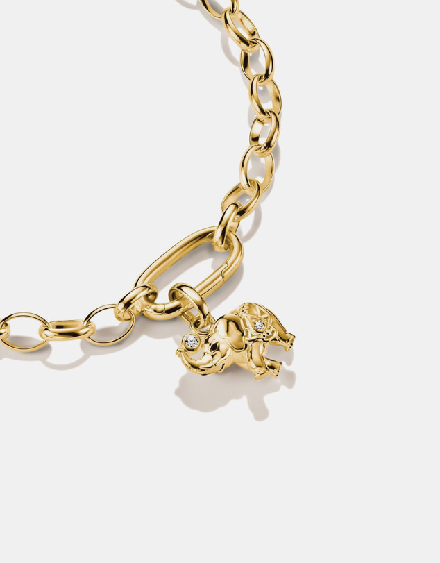 THOMAS SABO - Gold-Plated Elephant Charm with White Zirconia