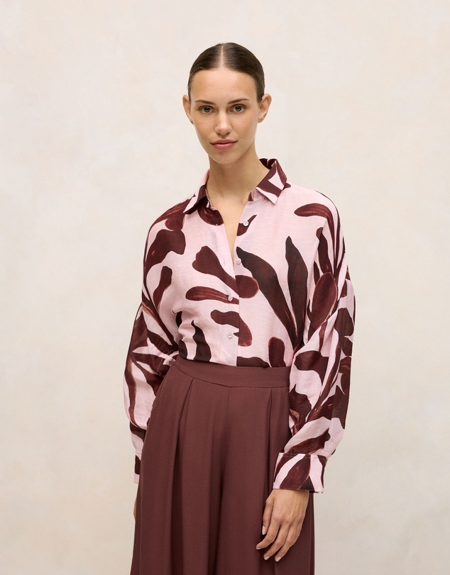 Trenery - Wakame Linen Silk Resort Shirt in Light Pink
