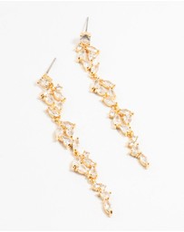 Lovisa - Gold Plated Cascading Pear & Marquise Cubic Zirconia Earrings