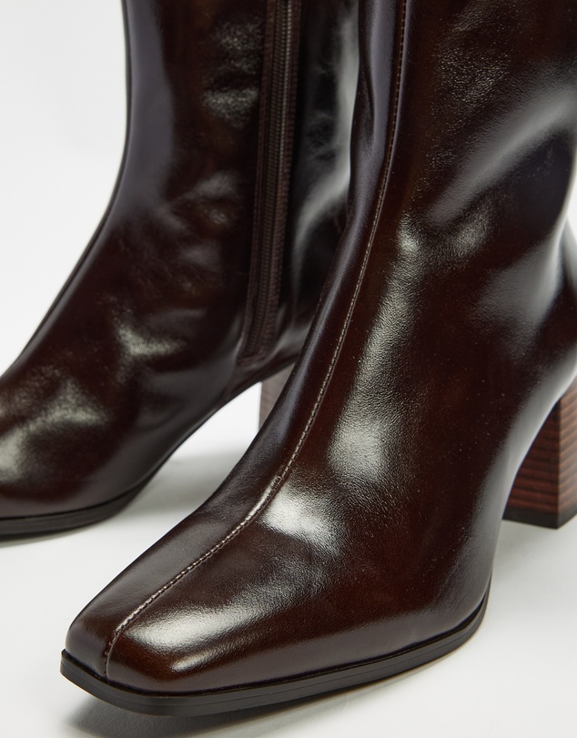 AERE - Stella Block Heel Leather Boots